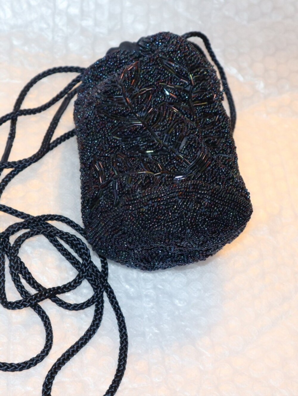 Tweeds Vintage Black Beaded Evening Purse Prom Party Small - Picture 7 of 15